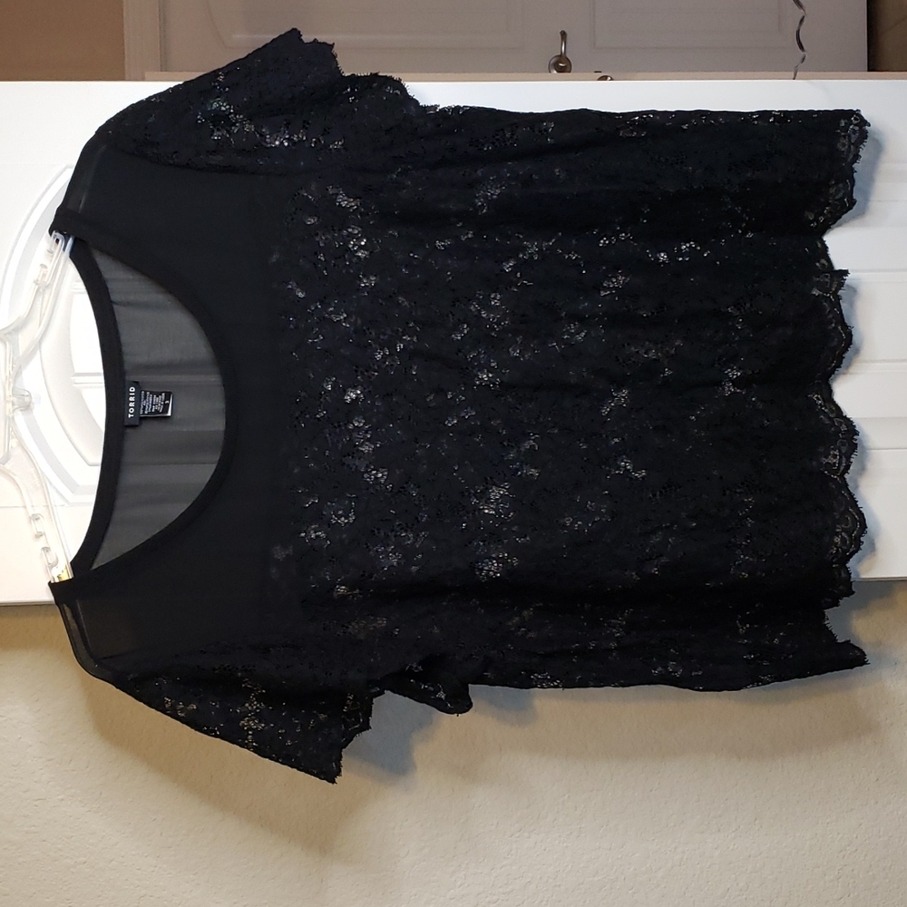 Torrid black lace blouse size 3